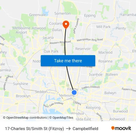 Charles St/Smith St #17 to Campbellfield map