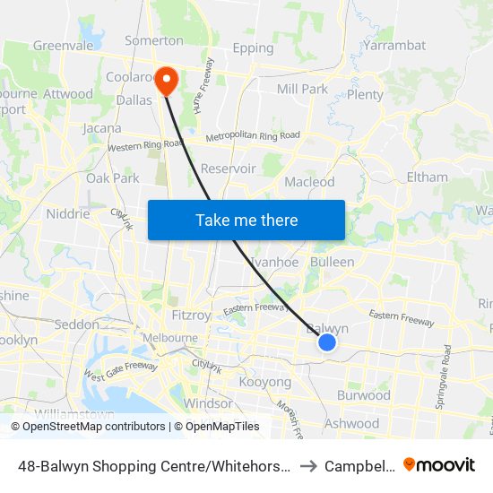 48-Balwyn Shopping Centre/Whitehorse Rd (Balwyn) to Campbellfield map