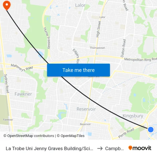 La Trobe Uni Jenny Graves Building/Science Dr to Campbellfield map