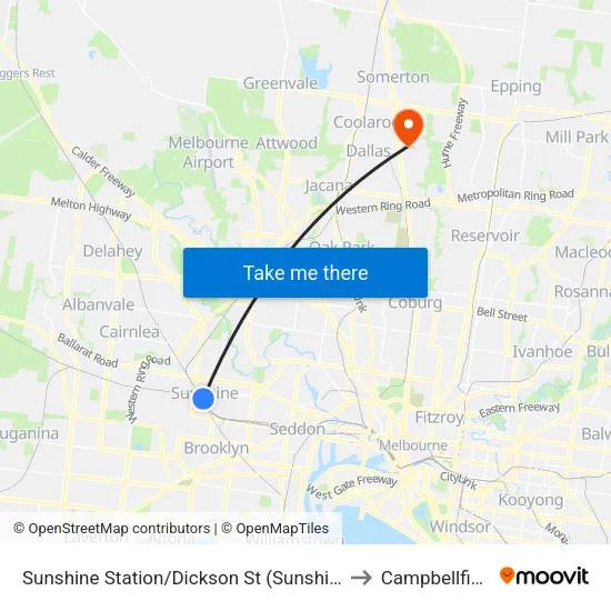 Sunshine Station/Dickson St to Campbellfield map