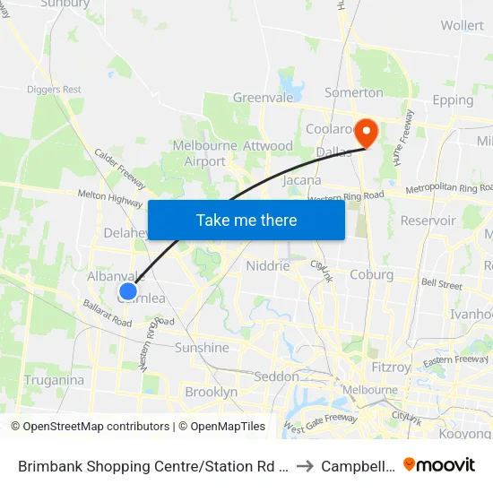 Brimbank Shopping Centre/Station Rd to Campbellfield map