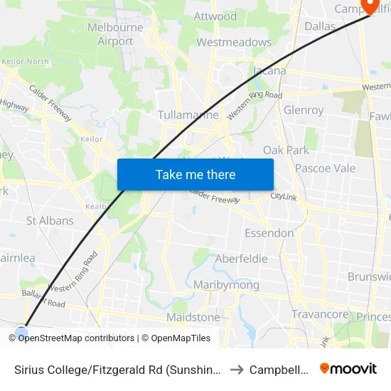 Sirius College/Fitzgerald Rd to Campbellfield map