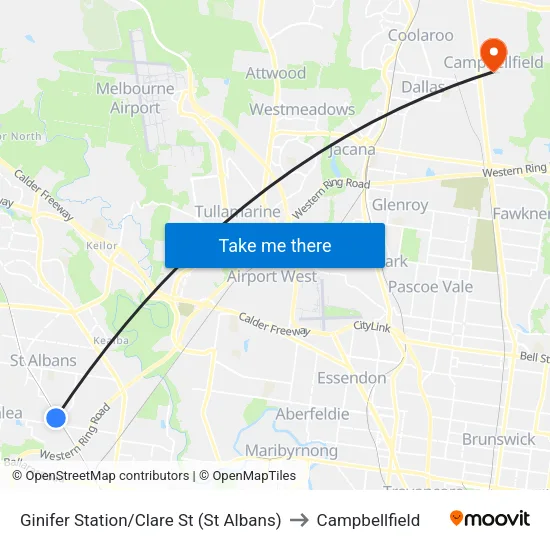 Ginifer Station/Clare St to Campbellfield map
