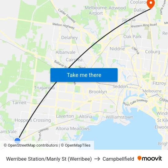 Werribee Station/Manly St to Campbellfield map
