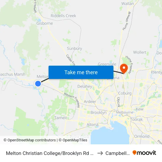 Melton Christian College/Brooklyn Rd to Campbellfield map