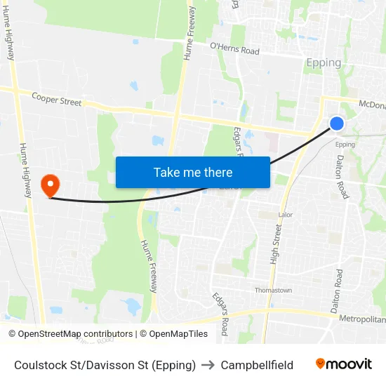 Coulstock St/Davisson St to Campbellfield map