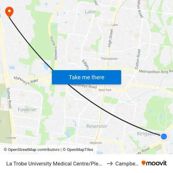 La Trobe University Medical Centre/Plenty Rd to Campbellfield map