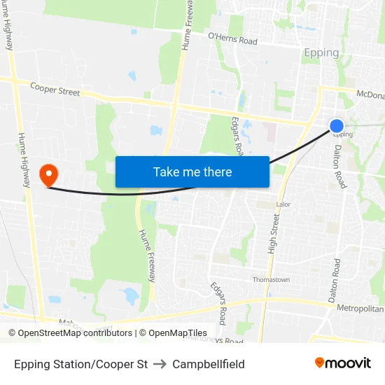 Epping Station/Cooper St to Campbellfield map