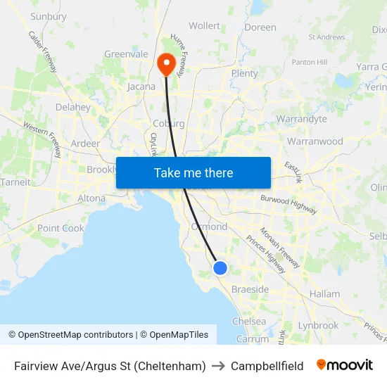 Fairview Ave/Argus St to Campbellfield map