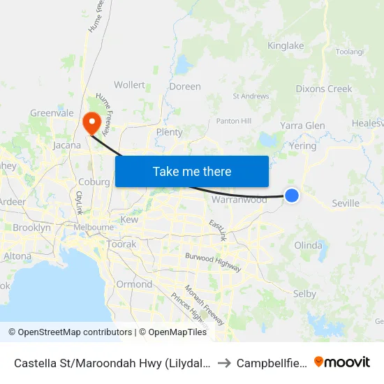 Castella St/Maroondah Hwy to Campbellfield map