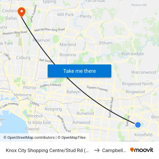 Knox City Shopping Centre/Stud Rd to Campbellfield map