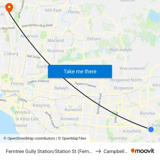 Ferntree Gully Station/Station St to Campbellfield map
