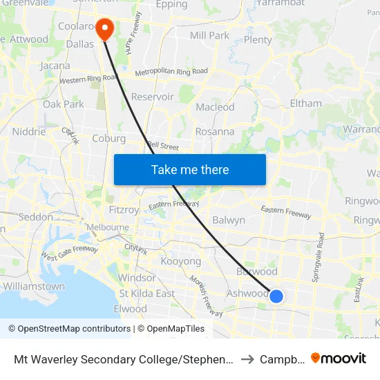 Mt Waverley Sec Col/Stephensons Rd to Campbellfield map