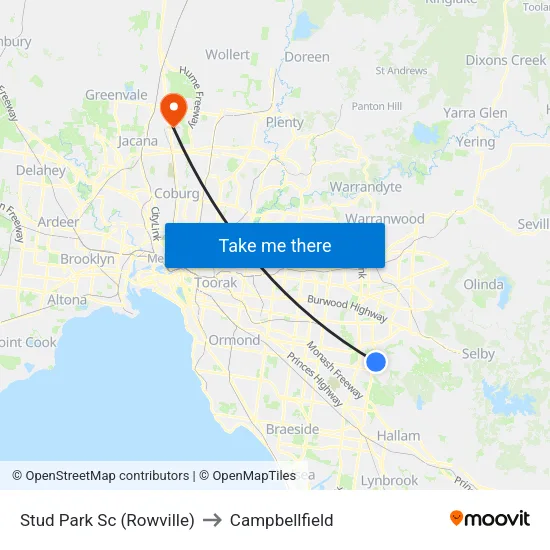 Stud Park Sc to Campbellfield map