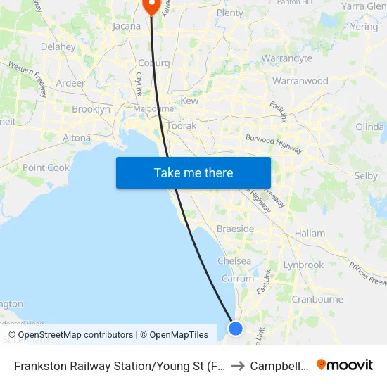 Frankston Railway Station/Young St to Campbellfield map