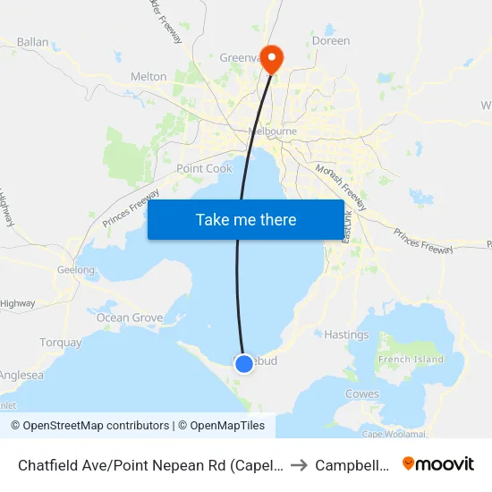 Chatfield Ave/Point Nepean Rd to Campbellfield map