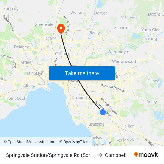 Springvale Station/Springvale Rd to Campbellfield map