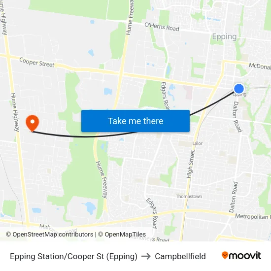 Epping Station/Cooper St to Campbellfield map