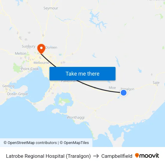 Latrobe Regional Hospital to Campbellfield map