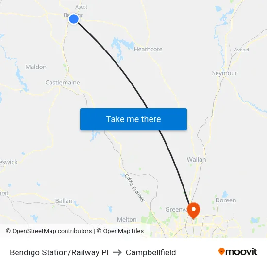 Bendigo Station/Railway Pl to Campbellfield map