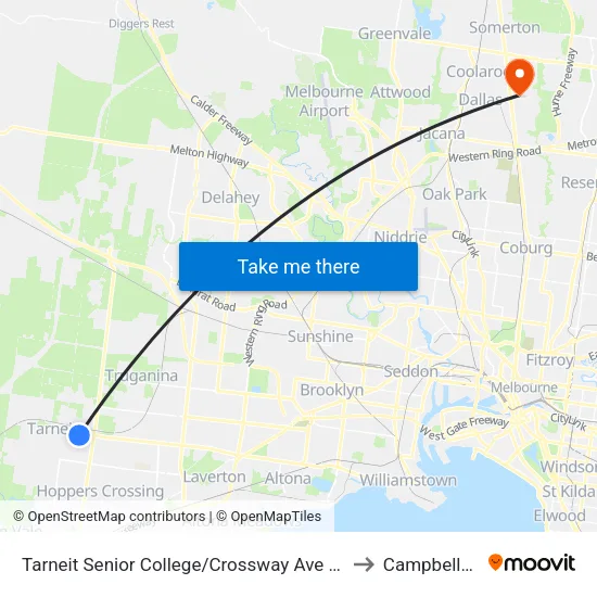 Tarneit Senior College/Crossway Ave to Campbellfield map