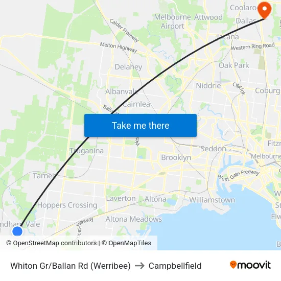 Whiton Gr/Ballan Rd to Campbellfield map