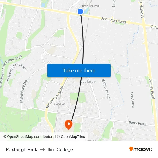 Roxburgh Park to Ilim College map