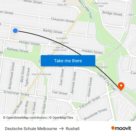 Deutsche Schule Melbourne to Rushall map