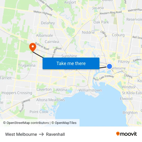 West Melbourne to Ravenhall map