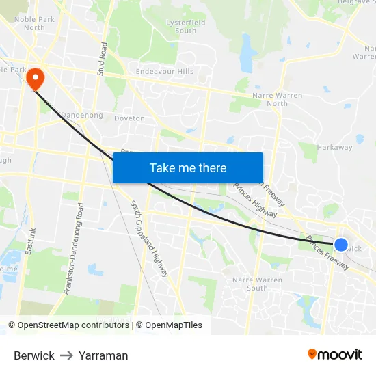 Berwick to Yarraman map