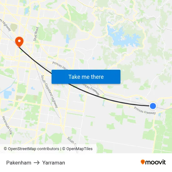 Pakenham to Yarraman map
