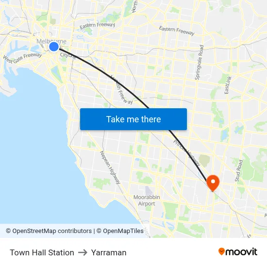 Town Hall Station to Yarraman map