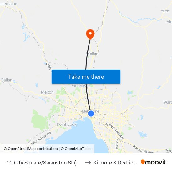 11-City Square/Swanston St (Melbourne City) to Kilmore & District Hospital map