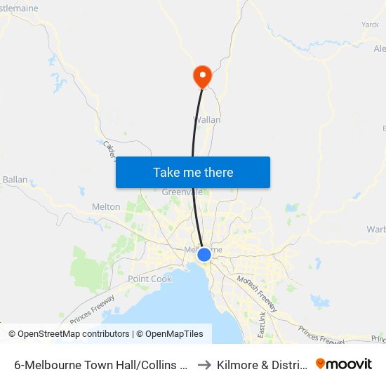 6-Melbourne Town Hall/Collins St (Melbourne City) to Kilmore & District Hospital map