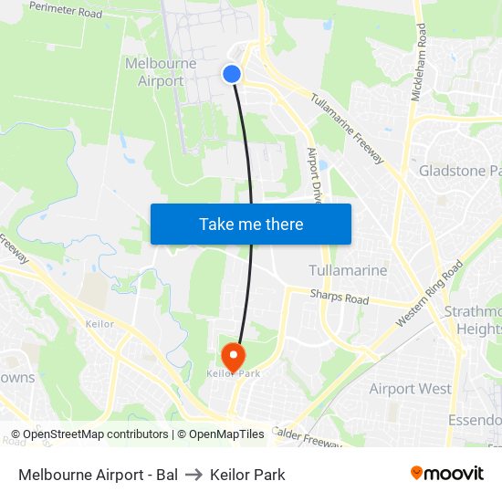 Melbourne Airport - Bal to Keilor Park map