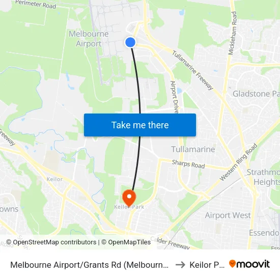 Melbourne Airport/Grants Rd to Keilor Park map