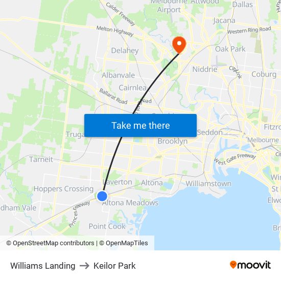 Williams Landing to Keilor Park map
