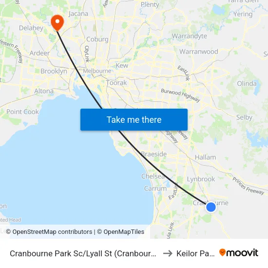 Cranbourne Park Sc/Lyall St to Keilor Park map