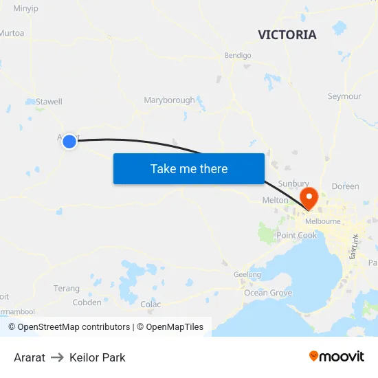 Ararat to Keilor Park map
