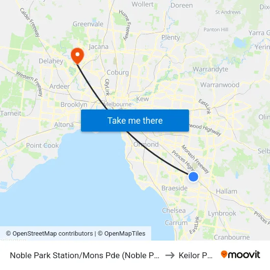 Noble Park Station/Mons Pde to Keilor Park map