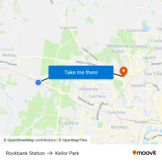 Rockbank Station to Keilor Park map
