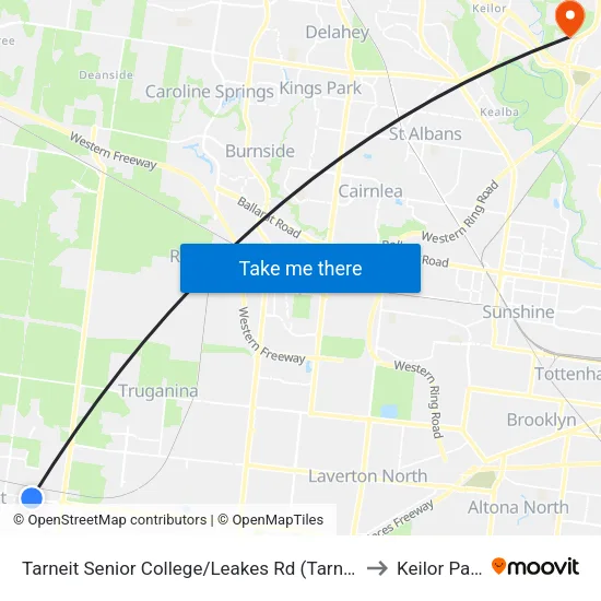 Tarneit Senior College/Leakes Rd to Keilor Park map