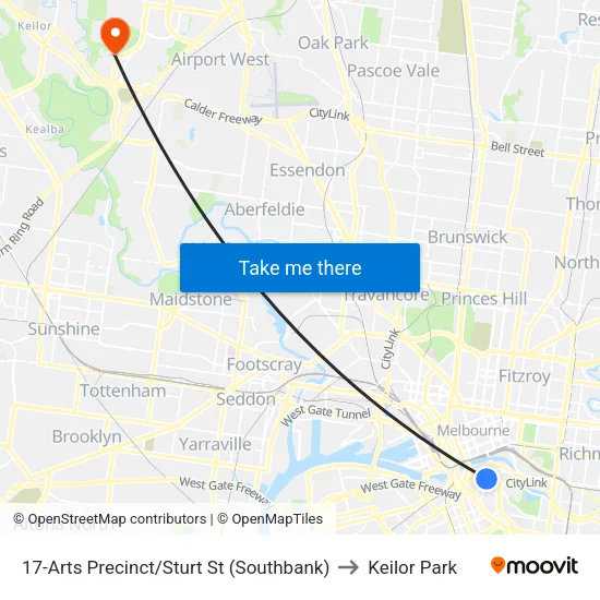 Arts Precinct/Sturt St #17 to Keilor Park map