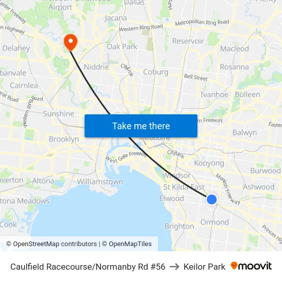 Caulfield Racecourse/Normanby Rd #56 to Keilor Park map