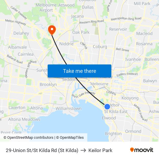 29-Union St/St Kilda Rd (St Kilda) to Keilor Park map