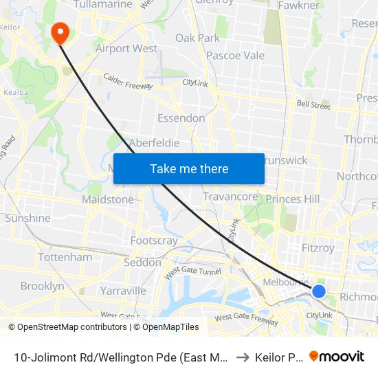 10-Jolimont Rd/Wellington Pde (East Melbourne) to Keilor Park map