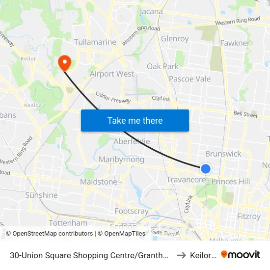 Union Square Shopping Centre/Grantham St #30 to Keilor Park map