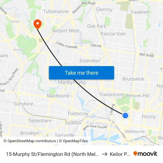 Murphy St/Flemington Rd #15 to Keilor Park map