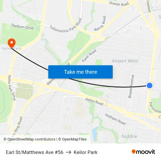 Earl St/Matthews Ave #56 to Keilor Park map