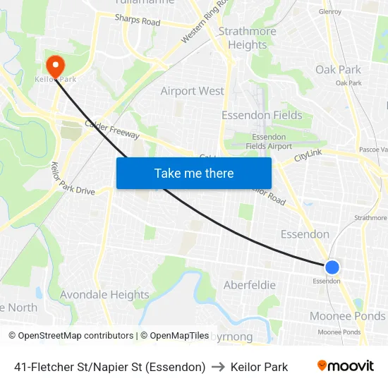 Fletcher St/Napier St #41 to Keilor Park map